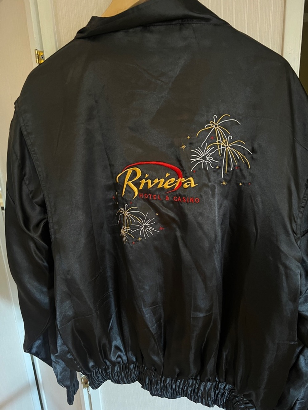 Riviera Black Satin Jacket with Fireworks Embroidery